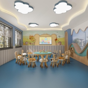现代幼儿园活动室3D模型下载